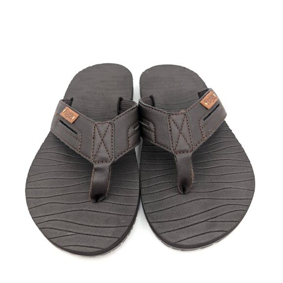 Flojos Waverunner Men's Sporty Flip Flop Sandal Textured Brown Size US7 EU41 - Picture 2 of 10